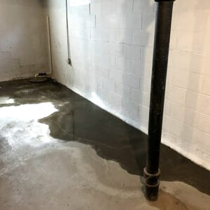 basement floor to wall water leak in Providence, RI
